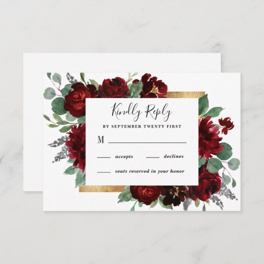 Rustic Elegant White Wedding RSVP Kaartje (Voorkant / Achterkant)
