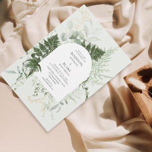 Rustic Elegant Wild Forest Fern Greenery Wedding Kaart