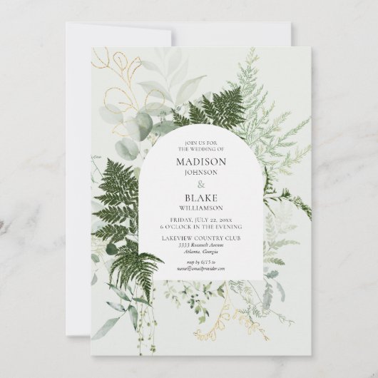 Rustic Elegant Wild Forest Fern Greenery Wedding Kaart (Voorkant)