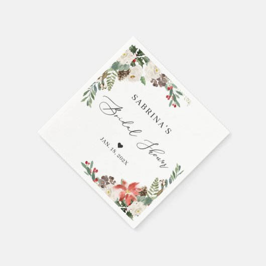 Rustic Elegant Winter Floral Vrijgezellenfeest Servet (Hoek)