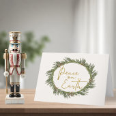Rustic Elegant Wreath Peace on Earth Holiday Feestdagen Kaart