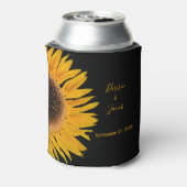 Rustic Elegant Yellow Black Sunflower Wedding Blikjeskoeler (Blikje Achterkant)