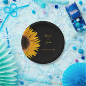 Rustic Elegant Yellow Black Sunflower Wedding Papieren Bordje (Feest)