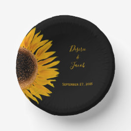 Rustic Elegant Yellow Black Sunflower Wedding Papieren Bordje