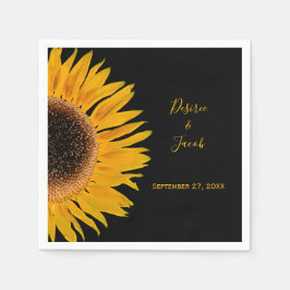 Rustic Elegant Yellow Black Sunflower Wedding Servet
