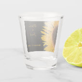 Rustic Elegant Yellow Black Sunflower Wedding Shot Glas (Achterkant)