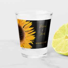 Rustic Elegant Yellow Black Sunflower Wedding Shot Glas