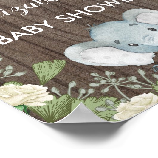 Rustic Elephant Baby shower Welcome Sign Greenery Poster (Hoek)