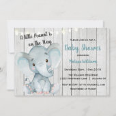 Rustic Elephant Boy Baby shower Invitation Kaart (Voorkant)