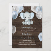 Rustic Elephant Boy Balloons Baby shower Kaart (Voorkant)