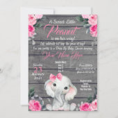 Rustic Elephant Drive Baby shower Uitnodiging roze (Voorkant)
