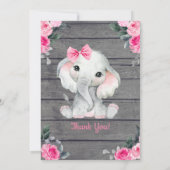 Rustic Elephant Drive Baby shower Uitnodiging roze (Achterkant)