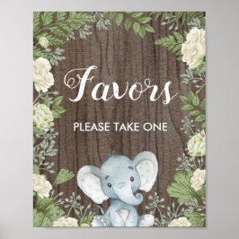 Rustic Elephant Favors / Botanische Greenery Party Poster