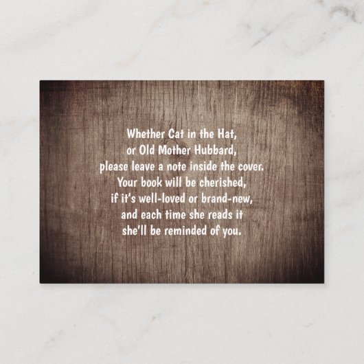 Rustic Elephant Girl brengt Baby shower boeken mee Informatiekaartje (Achterkant)