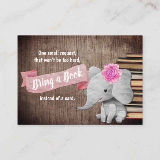 Rustic Elephant Girl brengt Baby shower boeken mee Informatiekaartje (Voorkant)