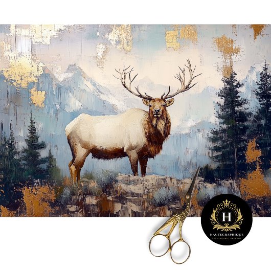 Rustic Elk Deer Estes Park Colorado Decoupage Tissuepapier
