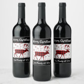 Rustic Elk design, rood buffelpatroon Wijn Etiket (Flessen)