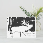 Rustic Elk Hunting Theme Wedding Invitations Kaart (Staand voorkant)