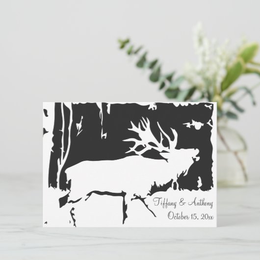 Rustic Elk Hunting Theme Wedding Invitations Kaart (Staand voorkant)