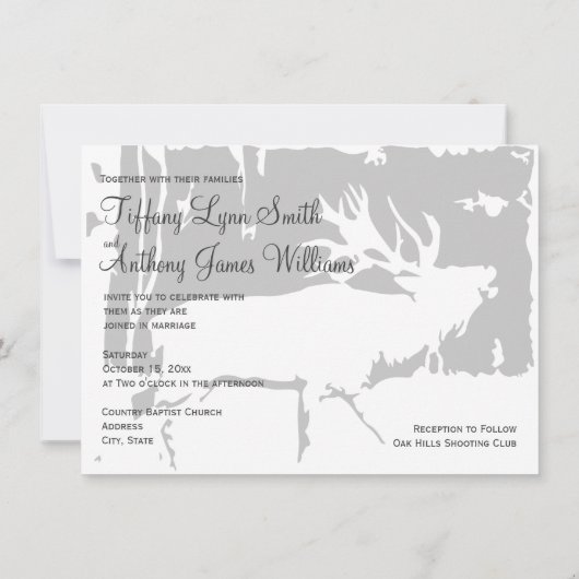 Rustic Elk Hunting Theme Wedding Invitations Kaart (Achterkant)