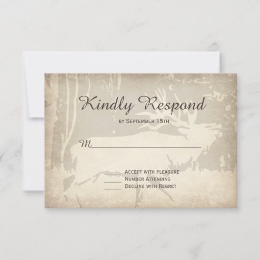 Rustic Elk Hunting Wildlife Wedding RSVP-kaarten RSVP Kaartje (Voorkant)