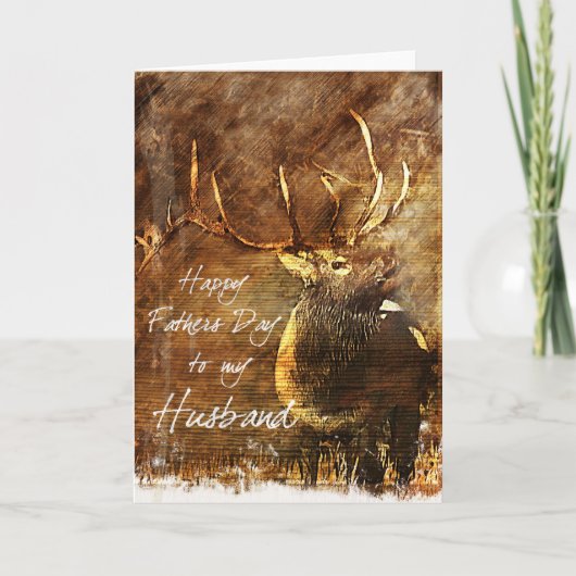 Rustic Elk Husbands Vaderdag Kaart (Voorkant)