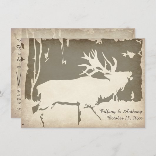 Rustic Elk jaagende uitvindingen in het wild Kaart (Voorkant / Achterkant)