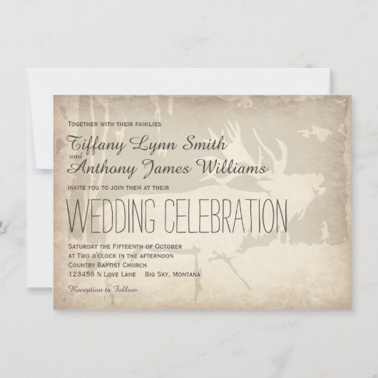 Rustic Elk jaagende uitvindingen in het wild Kaart (Achterkant)