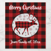 Rustic Elk vakantieontwerp, rode buffelvlecht Wijn Etiket (Enkel label)