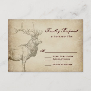 Rustic Elk Wildlife Antlers bruiloft RSVP-kaarten RSVP Kaartje