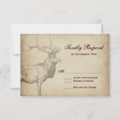 Rustic Elk Wildlife Antlers bruiloft RSVP-kaarten RSVP Kaartje (Voorkant)