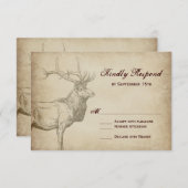 Rustic Elk Wildlife Antlers bruiloft RSVP-kaarten RSVP Kaartje (Voorkant / Achterkant)