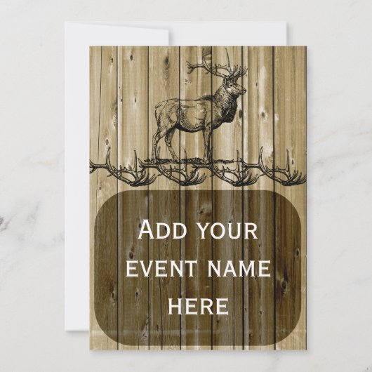 Rustic Elk Wildlife Hunting Invitations Kaart (Achterkant)