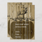 Rustic Elk Wildlife Hunting Invitations Kaart (Voorkant / Achterkant)