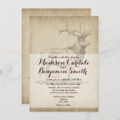 Rustic Elk Wildlife Hunting Wedding Invitting Kaart (Voorkant / Achterkant)