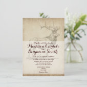 Rustic Elk Wildlife Hunting Wedding Invitting Kaart (Staand voorkant)