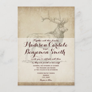 Rustic Elk Wildlife Hunting Wedding Invitting Kaart