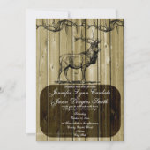 Rustic Elk Wildlife Hunting Wedding Invitting Kaart (Voorkant)