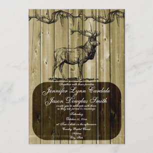 Rustic Elk Wildlife Hunting Wedding Invitting Kaart