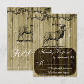 Rustic Elk Wildlife Hunting Wedding RSVP Card (Voorkant / Achterkant)