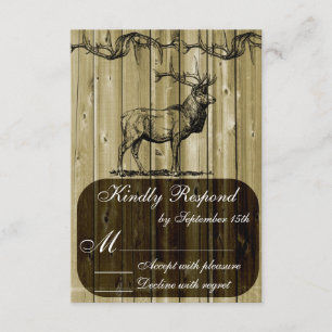 Rustic Elk Wildlife Hunting Wedding RSVP Card Kaartje