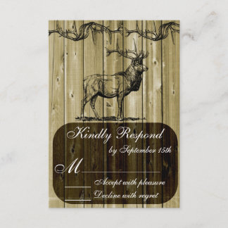 Rustic Elk Wildlife Hunting Wedding RSVP Card Kaartje