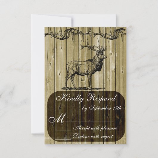 Rustic Elk Wildlife Hunting Wedding RSVP Card Kaartje (Voorkant)