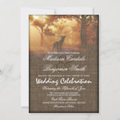 Rustic Elk Woodland Burlap Print Huwelijksuitnodig Kaart (Voorkant)