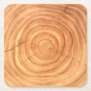 Rustic Elm Wood Grain Branch Slice Paper Onderzett Kartonnen Onderzetters