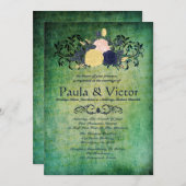 Rustic Emerald Floral Wedding Invitations Kaart (Voorkant / Achterkant)