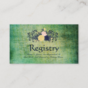 Rustic Emerald Floral Wedding Registry Kaart