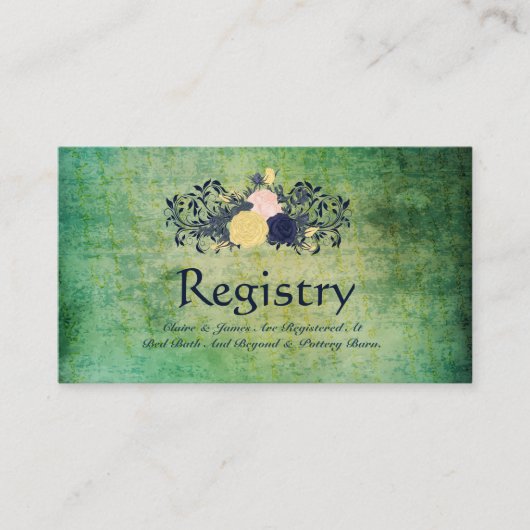 Rustic Emerald Floral Wedding Registry Kaart (Voorkant)