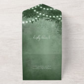 Rustic Emerald Green Tree String Lights Wedding All In One Uitnodiging (Buitenkant)