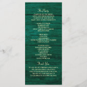 Rustic Emerald Green Wedding Programmakaart (Achterkant)
